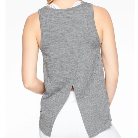 ATHLETA Foothill Gray Seamless Breathable Workout Tank with Optional Tie Back S - Picture 11 of 12